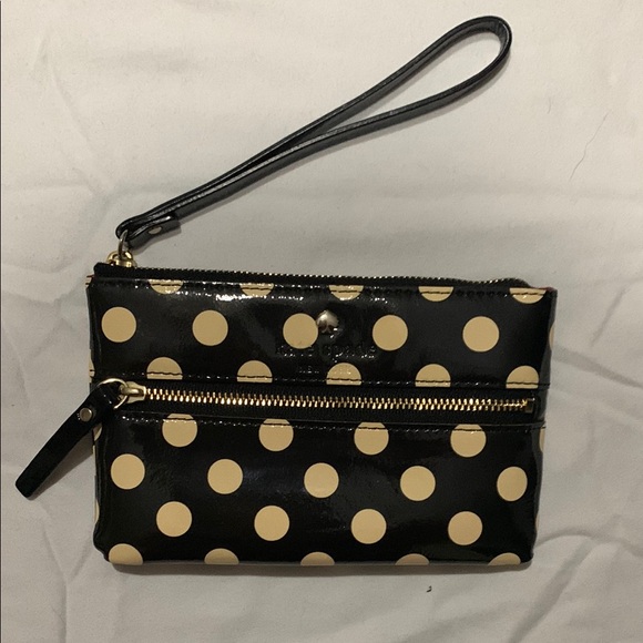 Kate Spade Polka Dot Black and Cream Wristlet - Picture 1 of 7